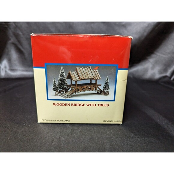 Lemax Wooden Bridge With Trees, Christmas Village Carole Towne Collection w/Box - Picture 3 of 14